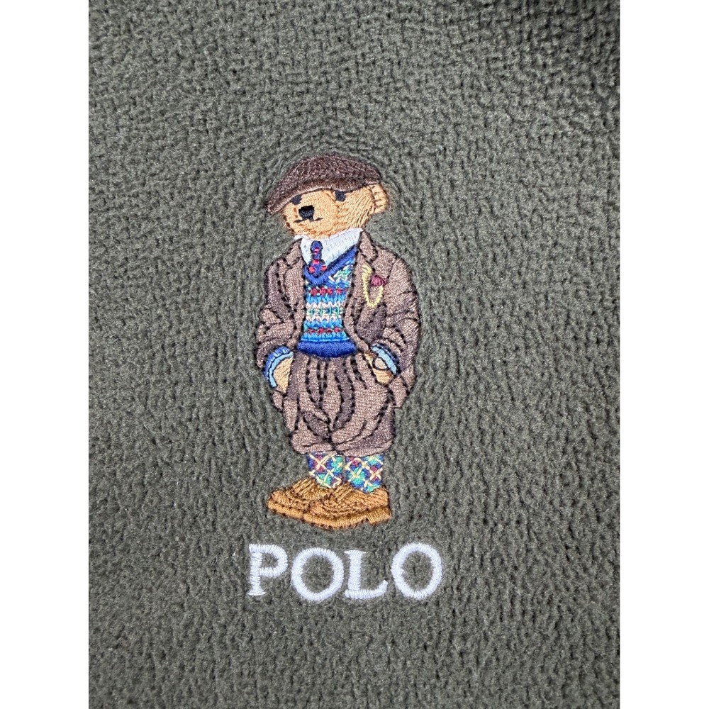 Polo Ralph Lauren Fleece Pullover Mens 3XB Green Polo Bear Quarter Snap Mock - Picture 3 of 11